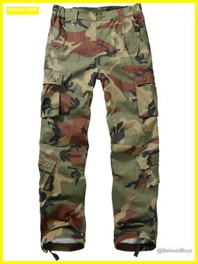 Cargo Pants Relaxed Fit Straight Leg Stretch Work Pants with 9 Pockets